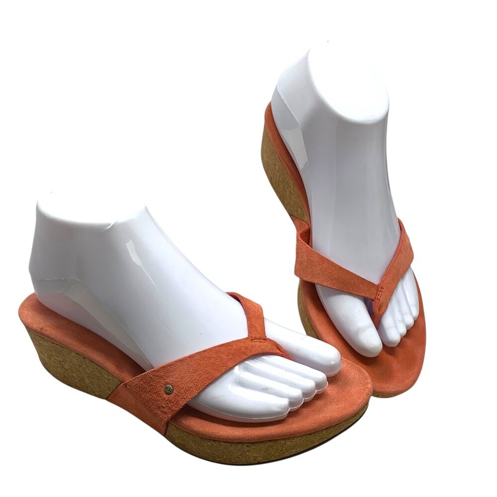 UGG Australia Salmon Suede Cork Midsole Thong Sandals